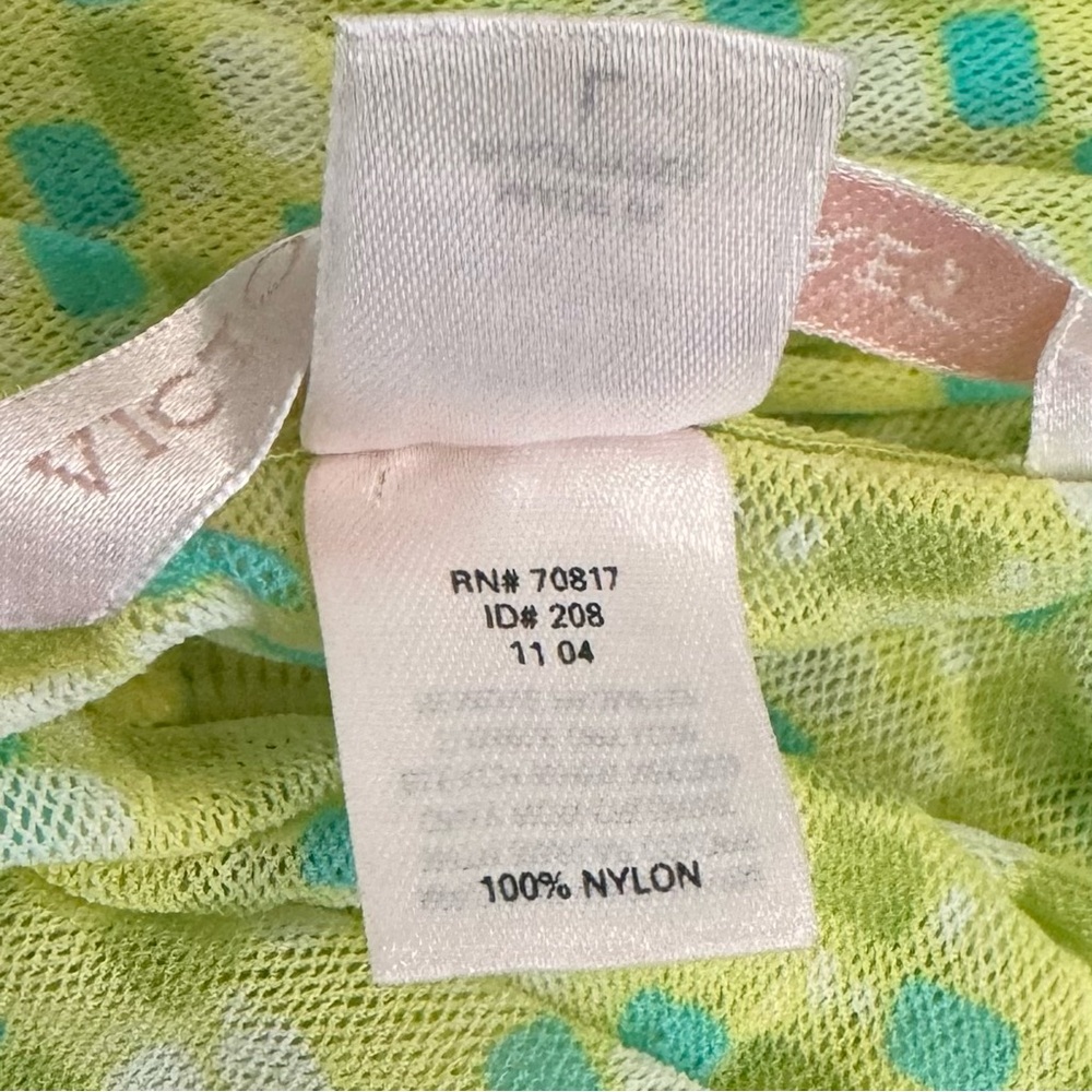 Y2K Victoria’s Secret Micro Mesh Lemon Lime Yellow Print Babydoll Slip Dress L - Picture 4 of 8